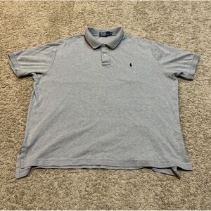Polo Ralph Lauren Polo Shirt Classic Fit Heather Gray Casual‎ XL Silver Tag